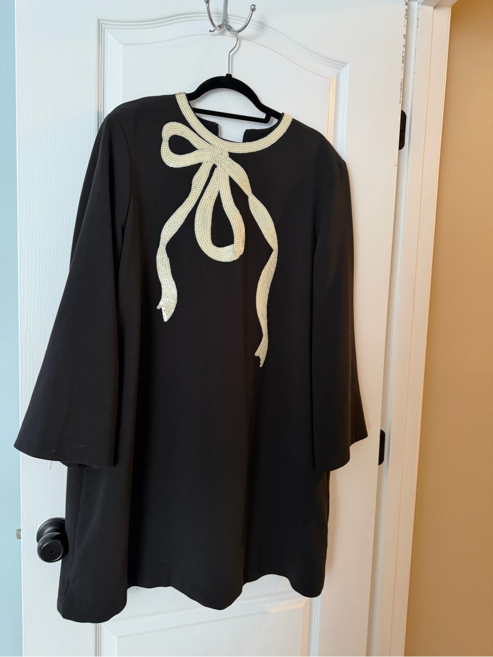 Tuckernuck Black Mini Dress with Cream Bow Accent - Picture 2 of 5